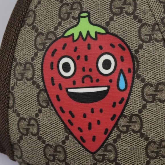 GUCCI GG Supreme Strawberry baseball Cap PVC XL Beige 700665 Auth am7681V - Picture 12 of 16